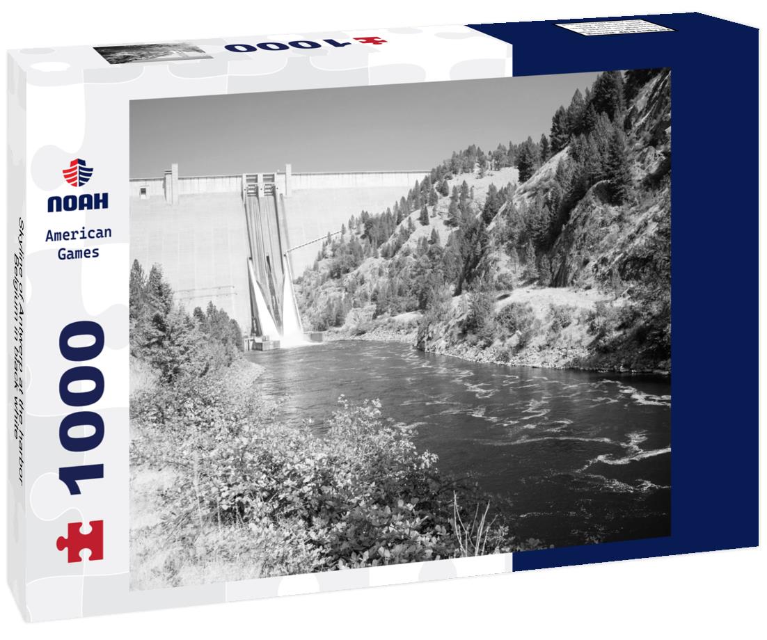 Noah Jigsaw Puzzle Skyline of Antwerp at the harbor, Belgium in black white 1000 pieces