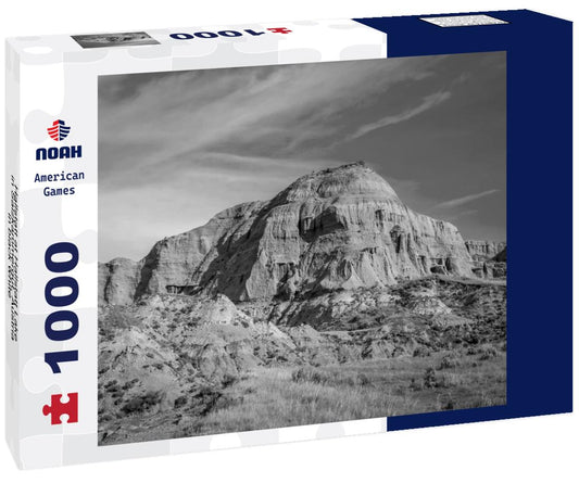 Noah Jigsaw Puzzle Hallstatt at Hallstatt Lake in Salzkammergut, Austria in black white 1000 pieces