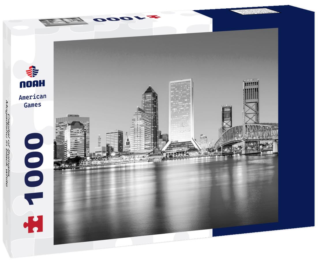 Noah Jigsaw Puzzle Capital of Somalia, Mogadishu in black white 1000 pieces