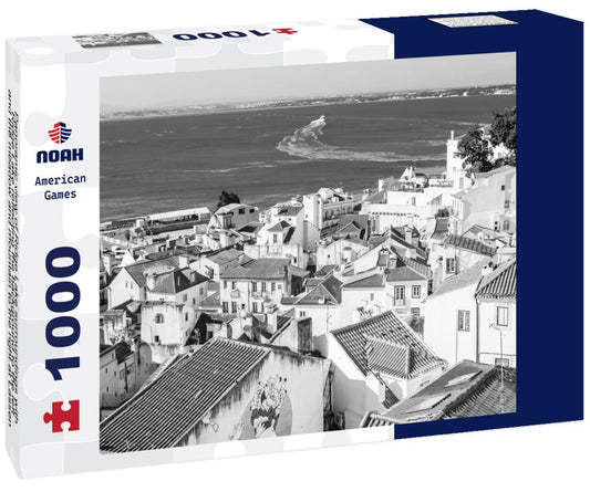 Noah Jigsaw Puzzle Panoramic view of Ridge Lake surroundings with Ridge Lake reflecting the background to the left and the meadow and mountain to the right at Lassen Volcanic National Park in black white 1000 pieces