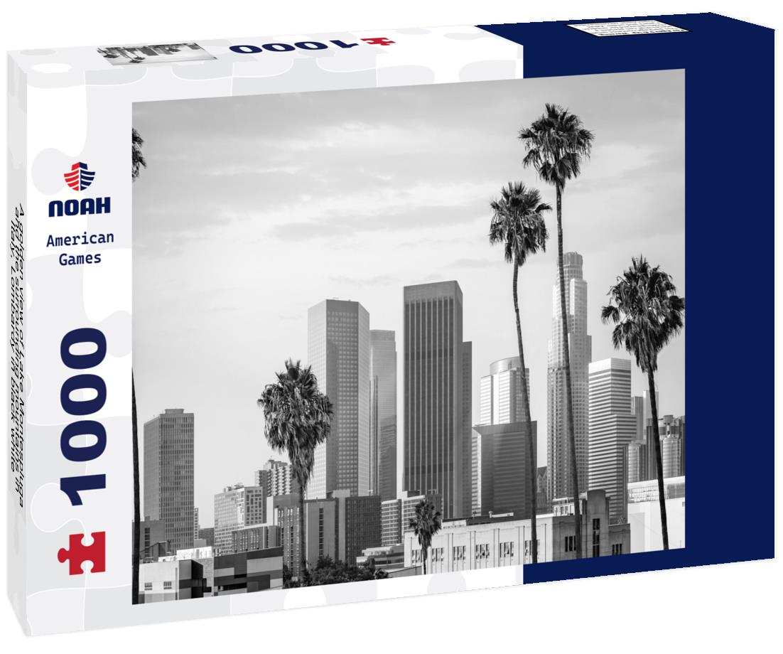 Noah Jigsaw Puzzle A golden view of Lake Montespluga and the surrounding mountains in Italy, Lombardy in black white 1000 pieces