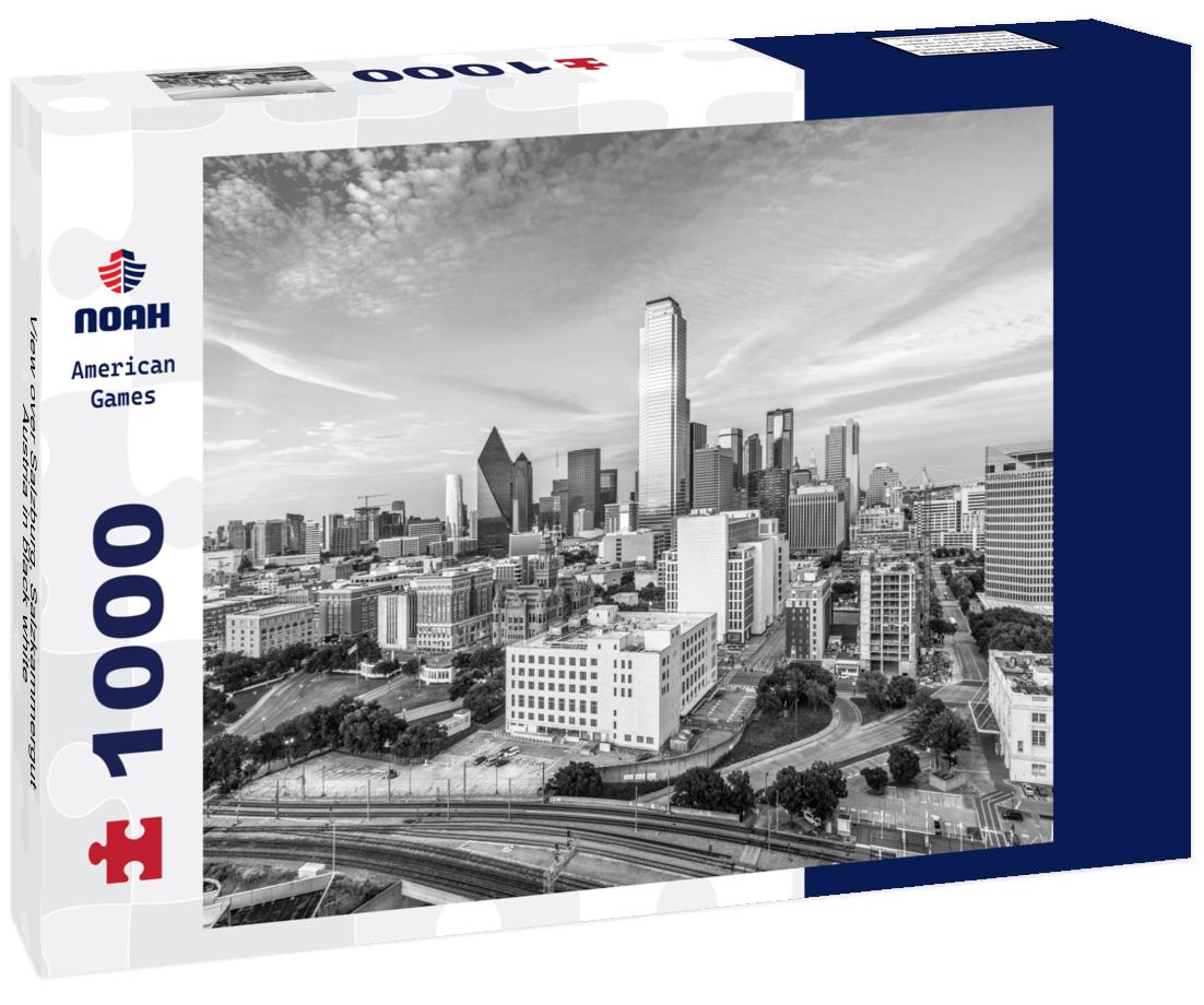 Noah Jigsaw Puzzle View over Salzburg, Salzkammergut, Austria in black white 1000 pieces