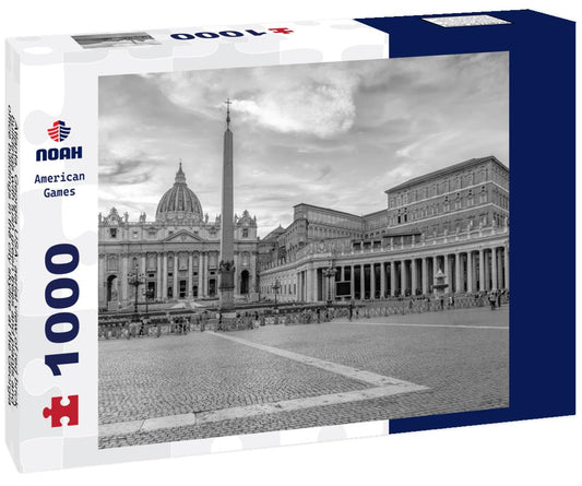 Noah Jigsaw Puzzle Atlanta, Georgia USA: aerial view of red brick buildings with lush green trees and plants and office buildings in the city skyline at the Georgia Institute of Technology in black white 1000 pieces