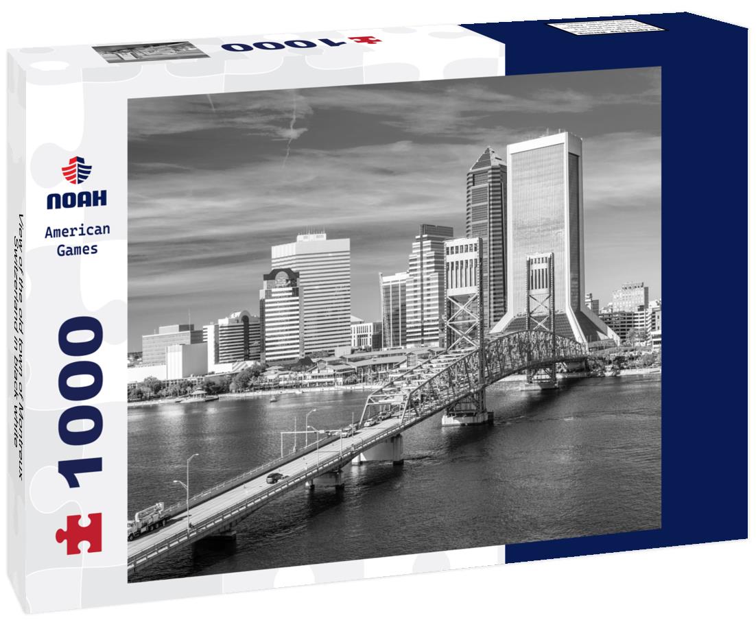Noah Jigsaw Puzzle View of the old town of Montreux, Switzerland in black white 1000 pieces