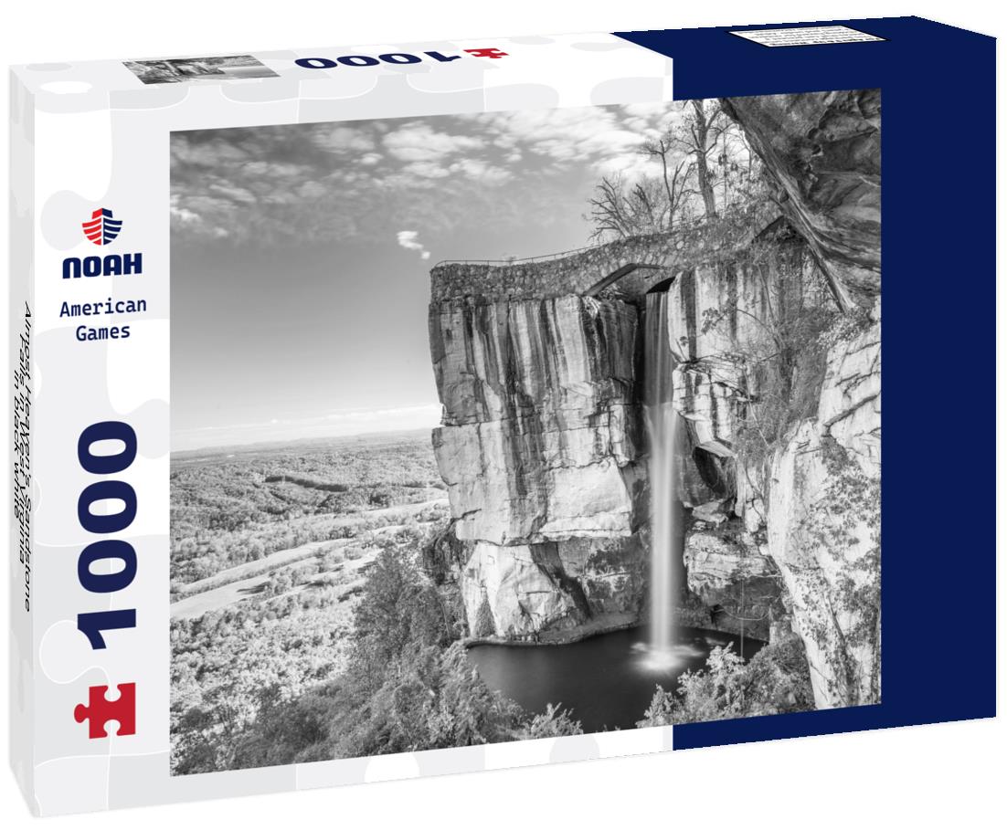 Noah Jigsaw Puzzle Almost Heaven's Sandstone Falls in West Virginia in black white 1000 pieces