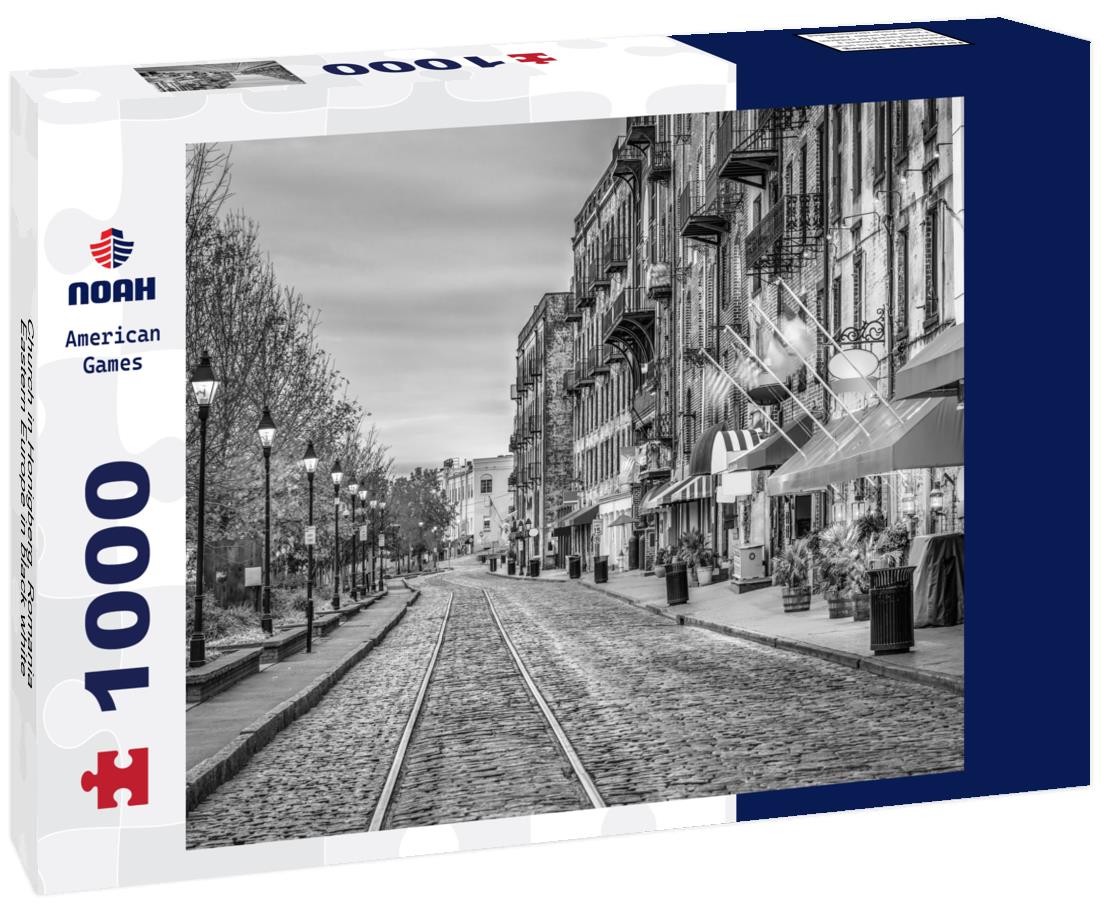 Noah Jigsaw Puzzle Church in Honigberg, Romania, Eastern Europe in black white 1000 pieces