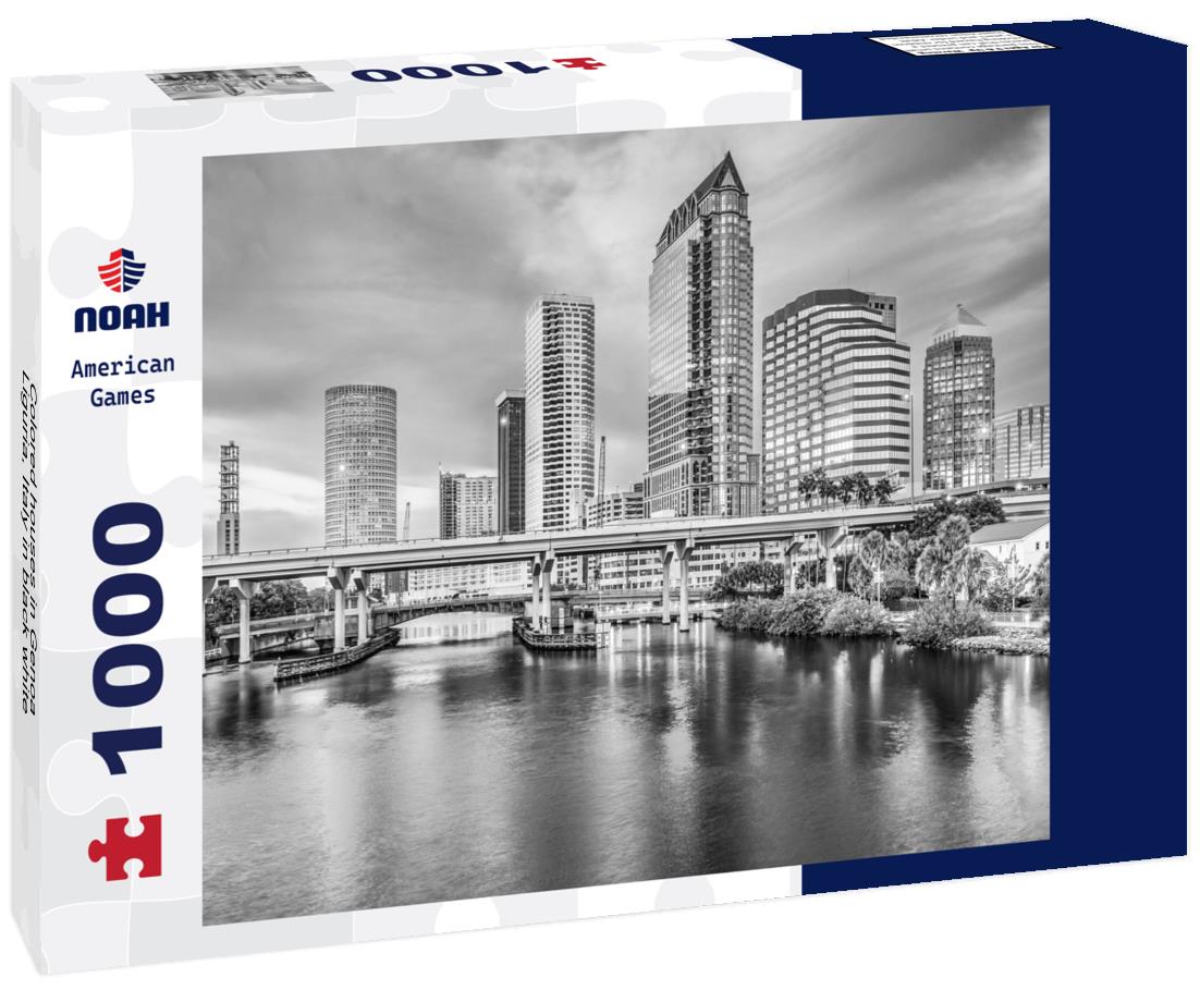 Noah Jigsaw Puzzle Colored houses in Genoa, Liguria, Italy in black white 1000 pieces