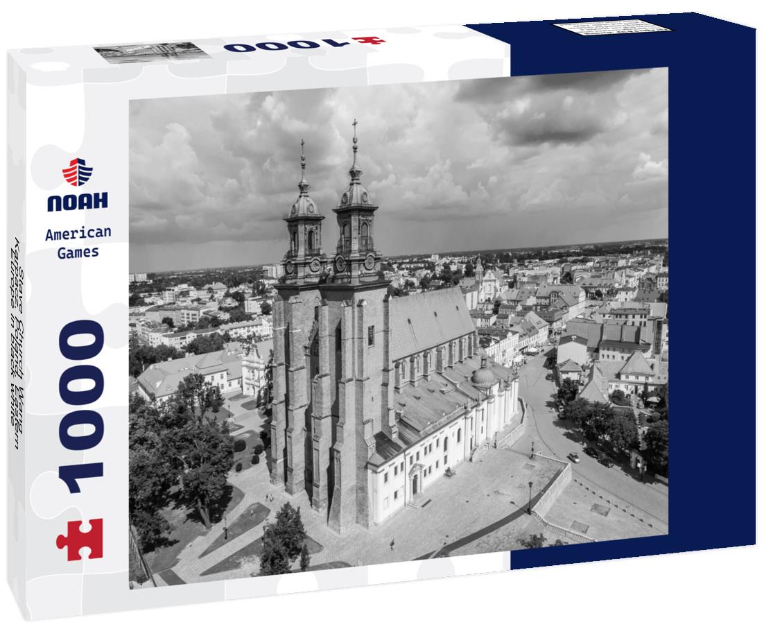 Noah Jigsaw Puzzle Stave Church Wang, Karpacz, Poland, Eastern Europe in black white 1000 pieces