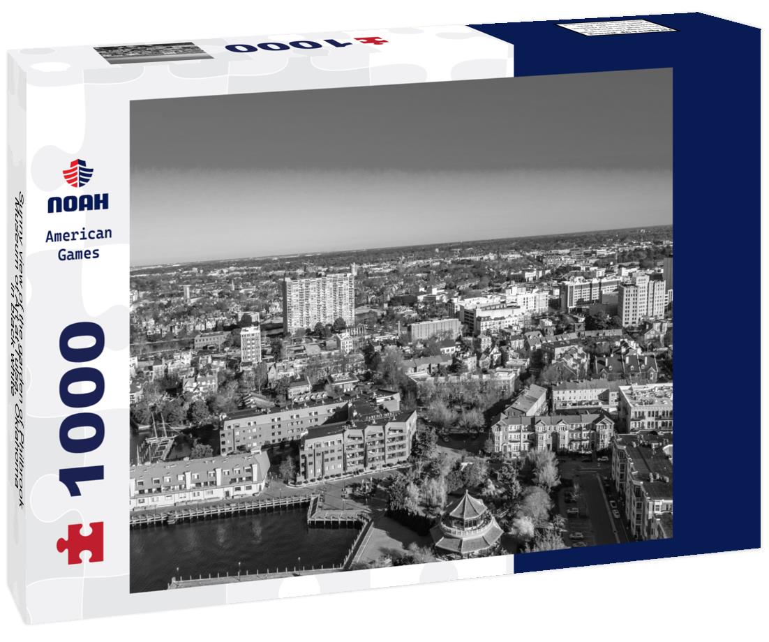 Noah Jigsaw Puzzle Sunny view of the garden of Philbrook Museum of Art at Tulsa, Oklahoma in black white 1000 pieces