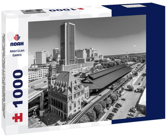 Noah Jigsaw Puzzle Kukuihoolua Island. La?ie Point State Wayside, Oahu, Hawaii. Casuarina equisetifolia, coastal she-oak, horsetail she-oak, beach sheoak, beach casuarina or whistling tree in black white 1000 pieces