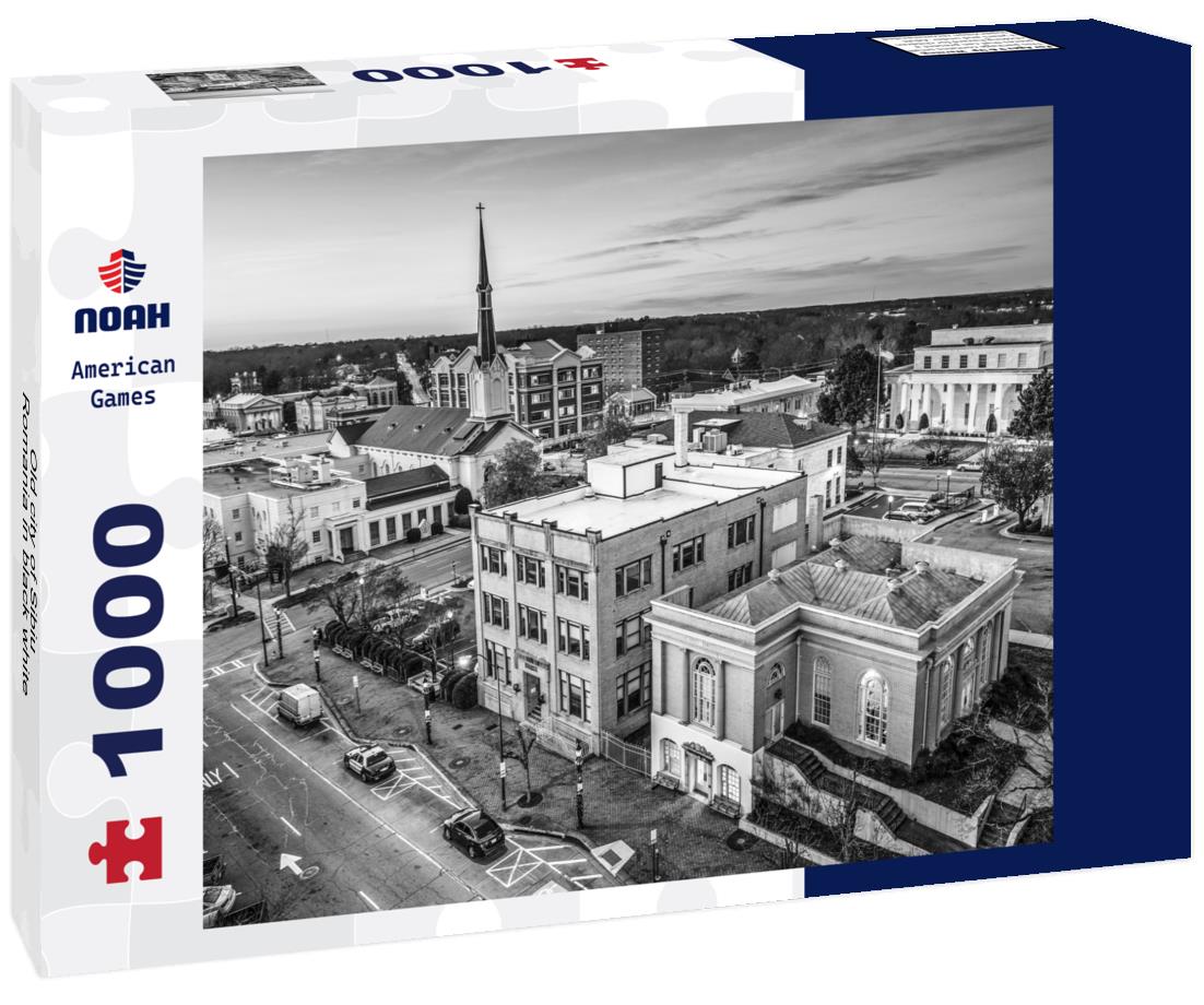 Noah Jigsaw Puzzle Old city of Sibiu, Romania in black white 1000 pieces