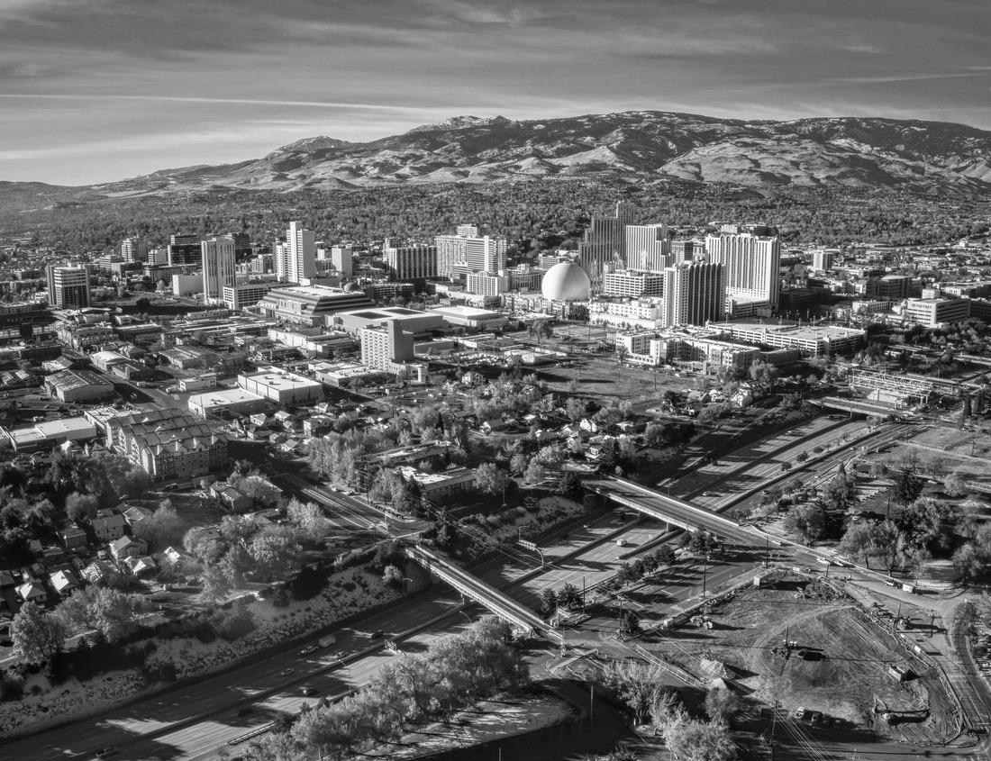 Noah Jigsaw Puzzle Downtown Dallas Texas on a blue sky around 2023 summer heatwave in black white 1000 pieces