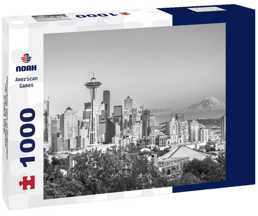 Noah Jigsaw Puzzle Panoramic view of Rotterdam city with the old harbor in black white 1000 pieces