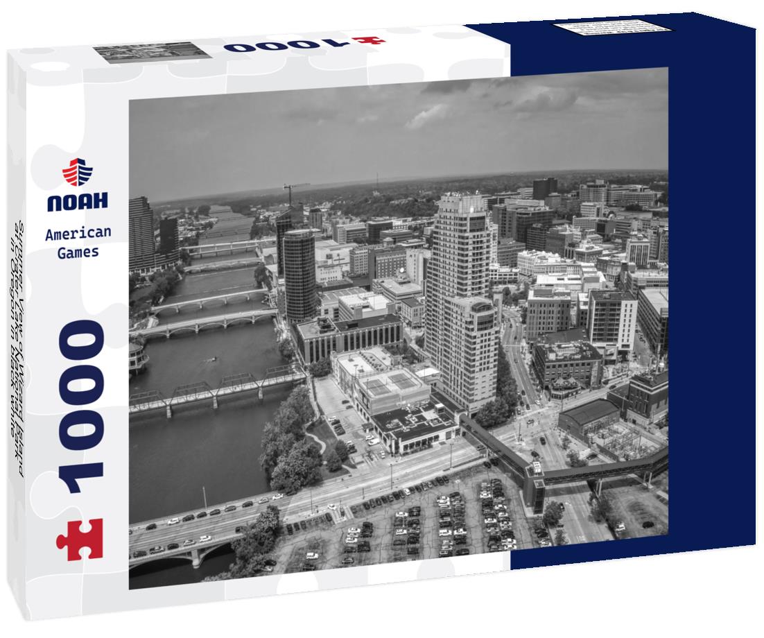 Noah Jigsaw Puzzle Summer View of Wizard Island at Crater Lake National Park in Oregon in black white 1000 pieces