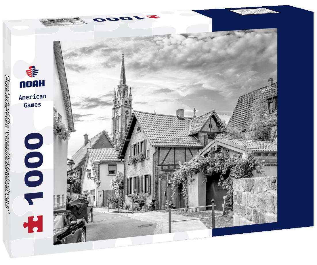 Noah Jigsaw Puzzle Overlook of Bumpass Hell hydrothermal area at Lassen Volcanic National Park, California, USA. Defocused boardwalk in background in black white 1000 pieces