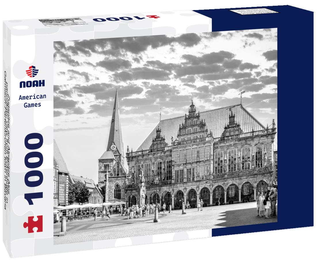 Noah Jigsaw Puzzle Zugspitze and Alpspitze Alps - panoramic view from Eckenhutte in Garmisch-Partenkirchen town in Bavaria, southern Germany in black white 1000 pieces