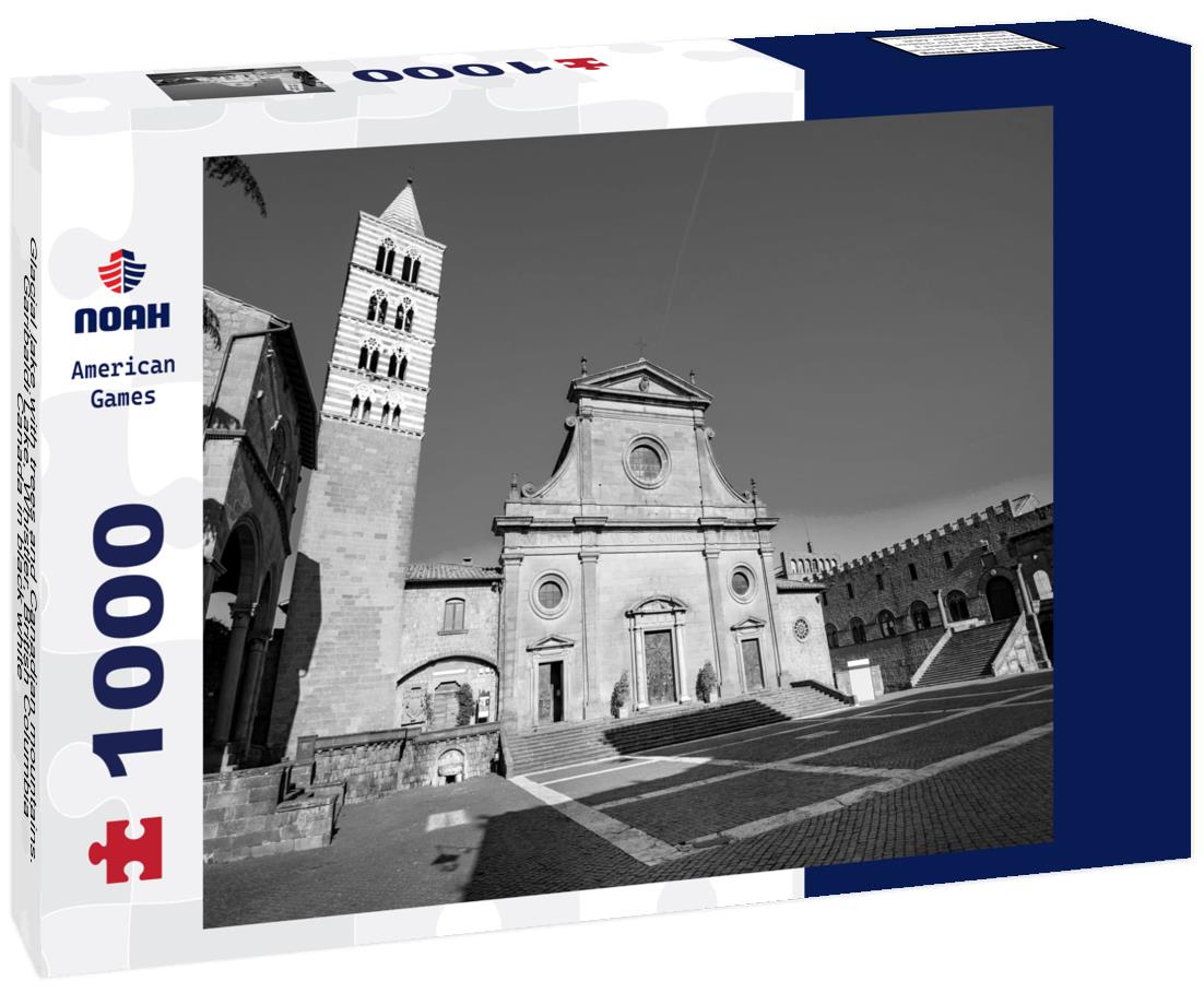 Noah Jigsaw Puzzle Glacial lake with trees and Canadian mountains. Garibaldi Lake, Whistler, British Columbia, Canada in black white 1000 pieces