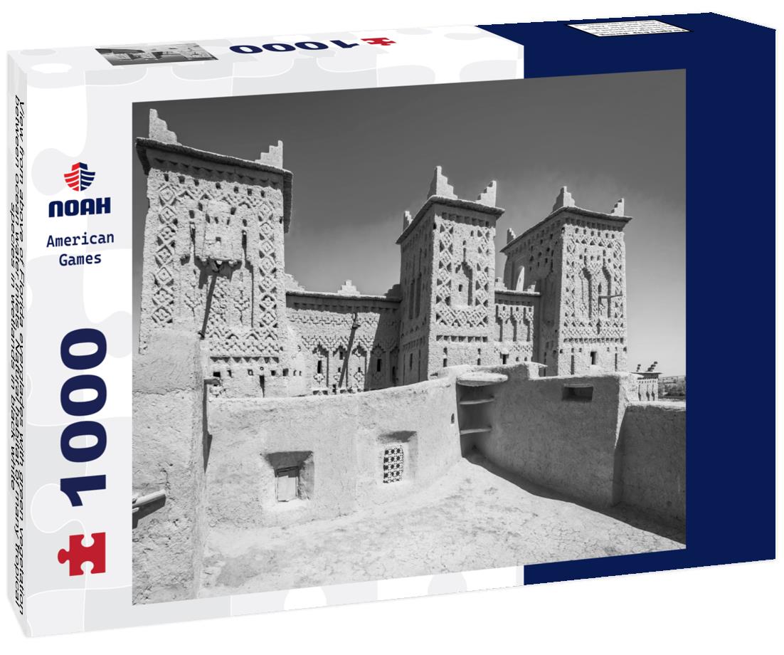 Noah Jigsaw Puzzle View from above of Florida everglades with green vegetation between ocean water inlets. Natural habitat of many tropical species in wetlands in black white 1000 pieces