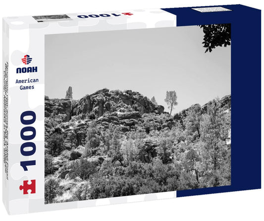 Noah Jigsaw Puzzle Panoramic view across the Ashfall Fossil Beds State Historical Park in Antelope County, Nebraska in black white 1000 pieces