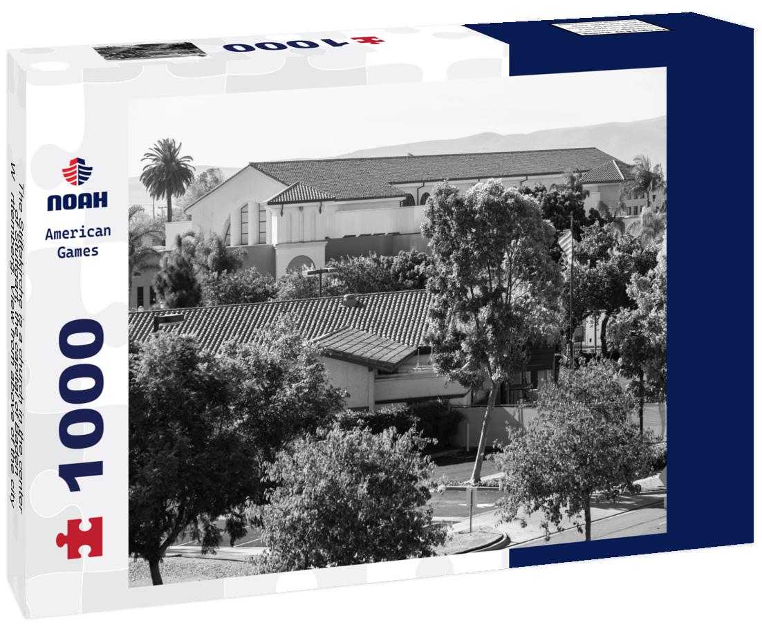 Noah Jigsaw Puzzle The Stiftskirche is a church in the center of Stuttgart, the capital of Baden-Württemberg. View from above of the city buildings in black white 1000 pieces