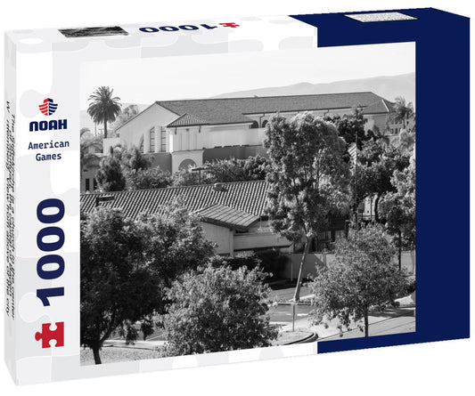 Noah Jigsaw Puzzle The Stiftskirche is a church in the center of Stuttgart, the capital of Baden-Württemberg. View from above of the city buildings in black white 1000 pieces