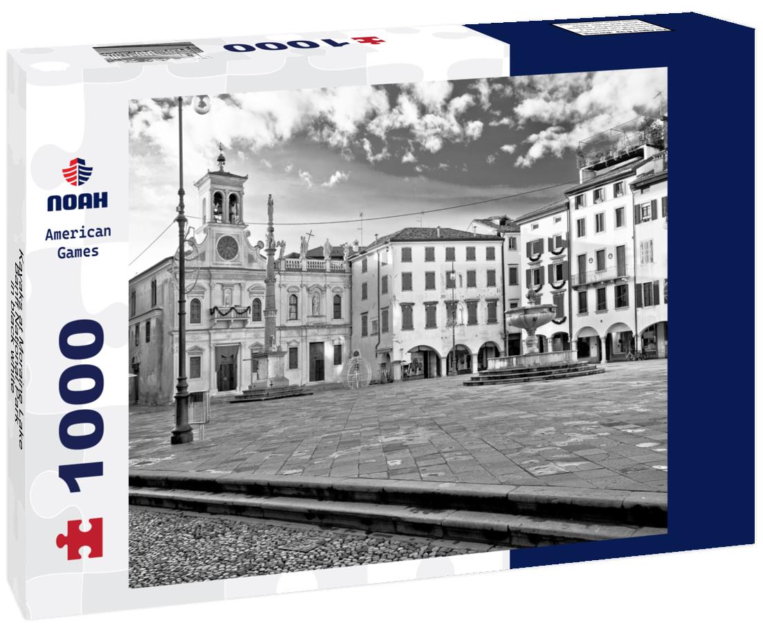 Noah Jigsaw Puzzle Kayaks at Moraine Lake, Banff National Park in black white 1000 pieces