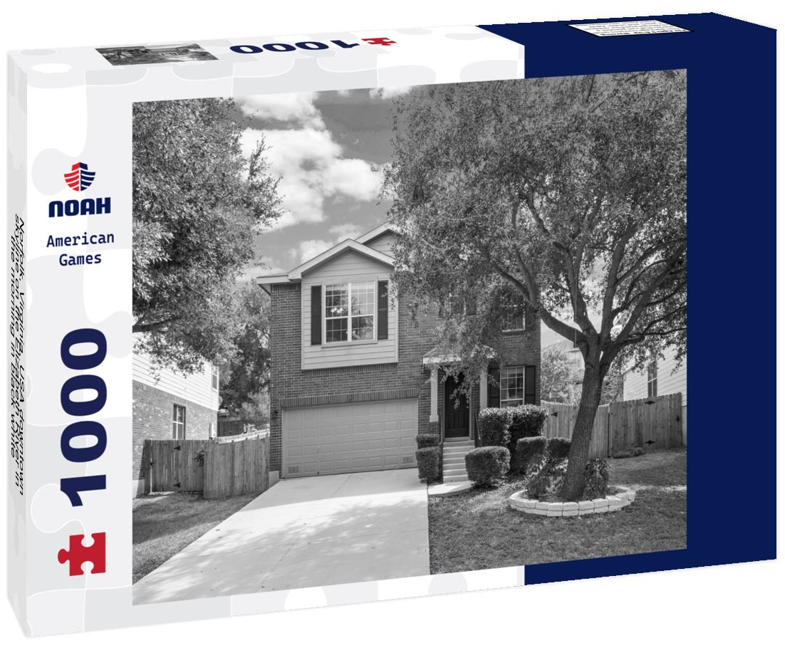 Noah Jigsaw Puzzle Norfolk, Virginia, USA downtown skyline on the Elizabeth River in the morning in black white 1000 pieces