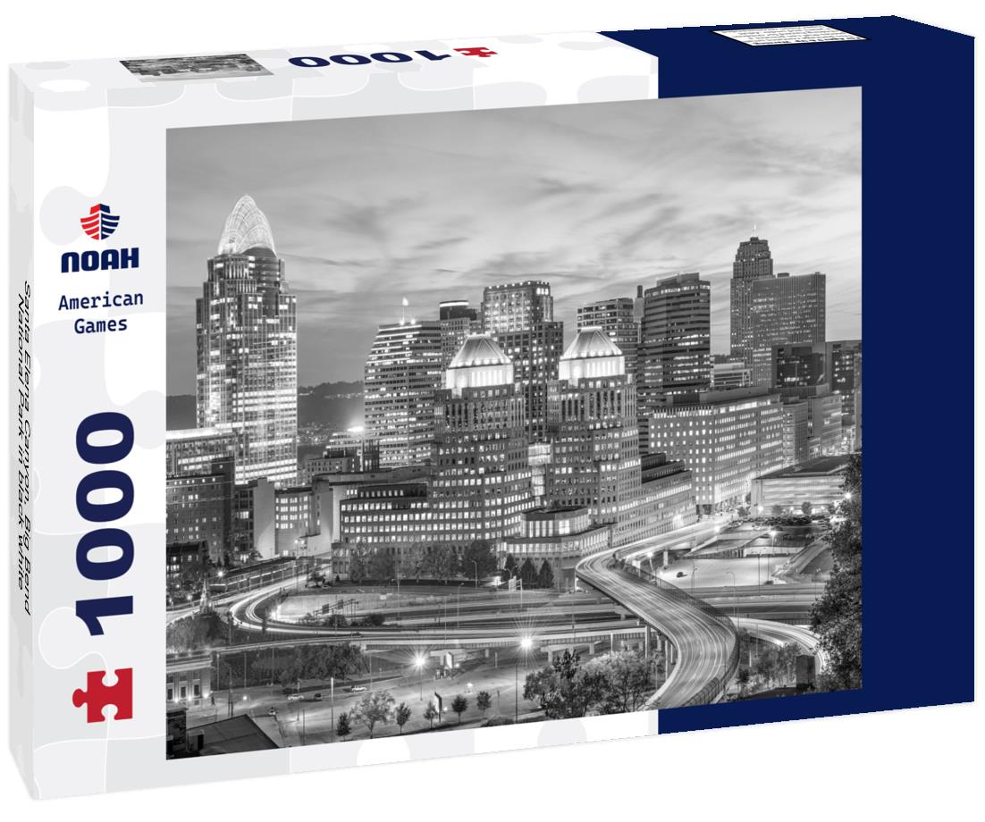 Noah Jigsaw Puzzle Santa Elena Canyon, Big Bend National Park in black white 1000 pieces