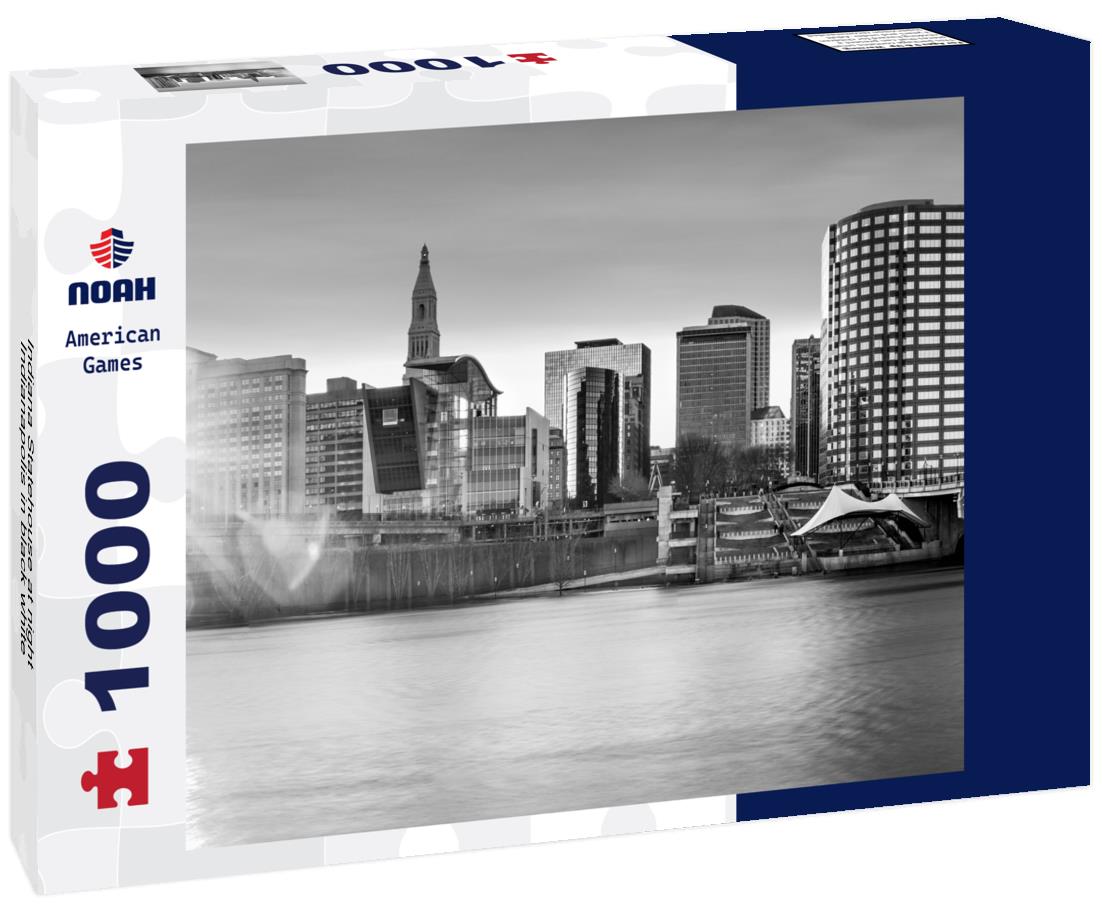 Noah Jigsaw Puzzle Indiana Statehouse at night, Indianapolis in black white 1000 pieces