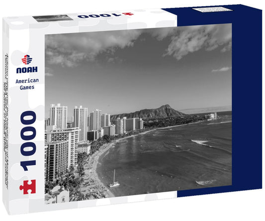 Noah Jigsaw Puzzle Autumn view over the historic city of Montpelier, Vermont, USA with church spires and colorful fall leaves in black white 1000 pieces