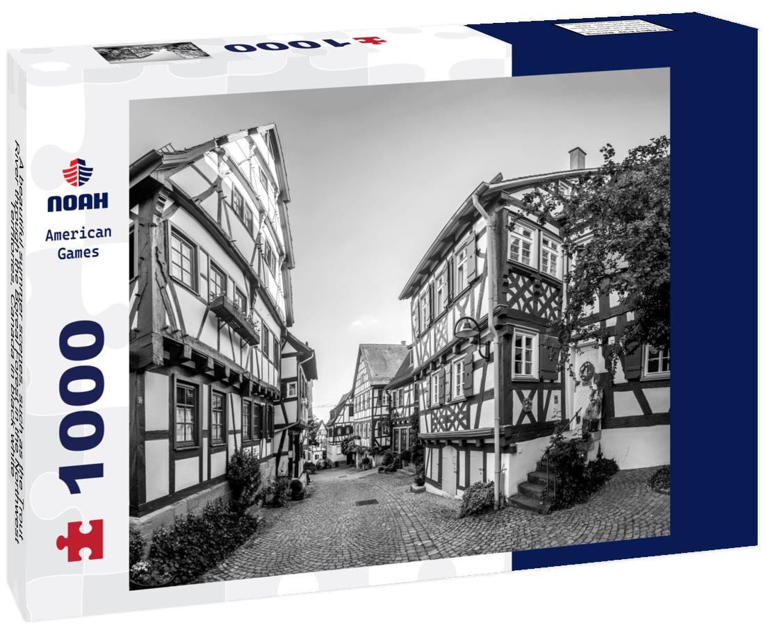 Noah Jigsaw Puzzle A beautiful summer scenes, such as the Trout River through the Boreal Forest in the Northwest Territories, Canada in black white 1000 pieces