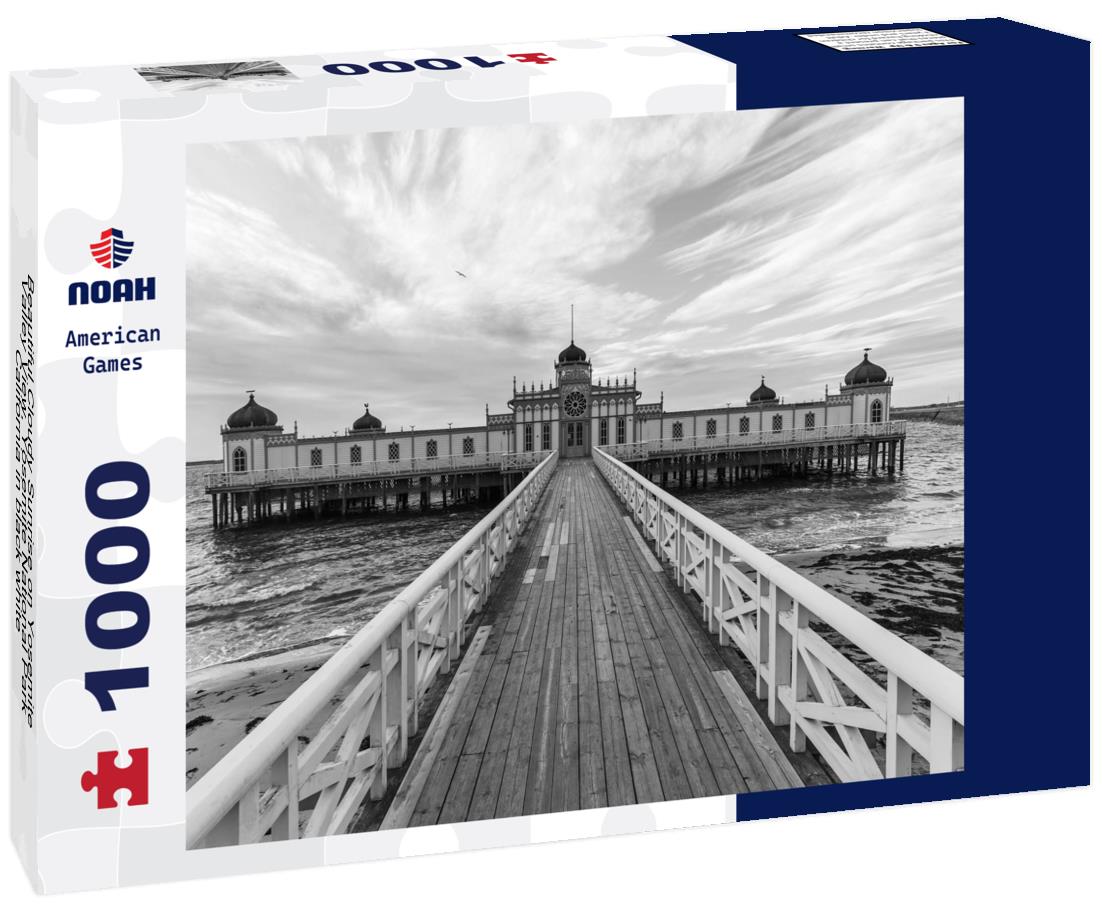 Noah Jigsaw Puzzle Beautiful Cloudy Sunrise on Yosemite Valley View, Yosemite National Park, California in black white 1000 pieces