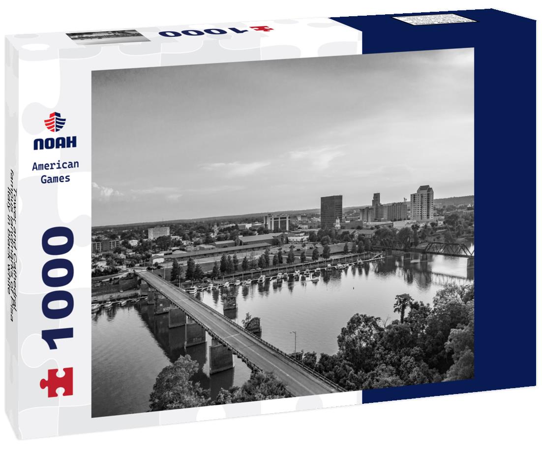 Noah Jigsaw Puzzle Tower and Cathedral, famous landmarks of Pisa, Italy in black white 1000 pieces