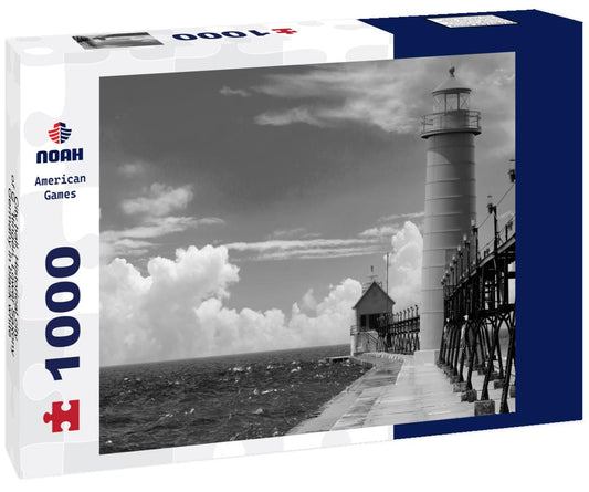 Noah Jigsaw Puzzle City hall, Historical city of Göttingen, Lower Saxony, Germany in black white 1000 pieces