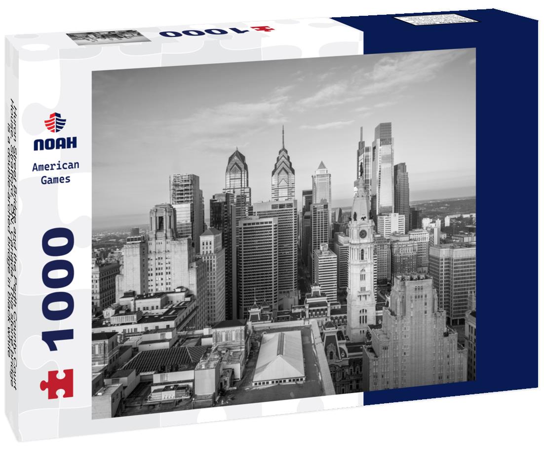 Noah Jigsaw Puzzle Huron Street Bridge and the Perth County Court House, Stratford, ON, Canada. This stone bridge is a double-arched bridge in black white 1000 pieces