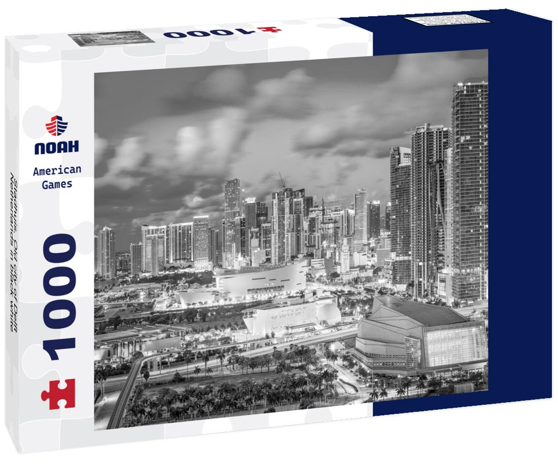 Noah Jigsaw Puzzle Stadhuis, Old city of Delft, Netherlands in black white 1000 pieces