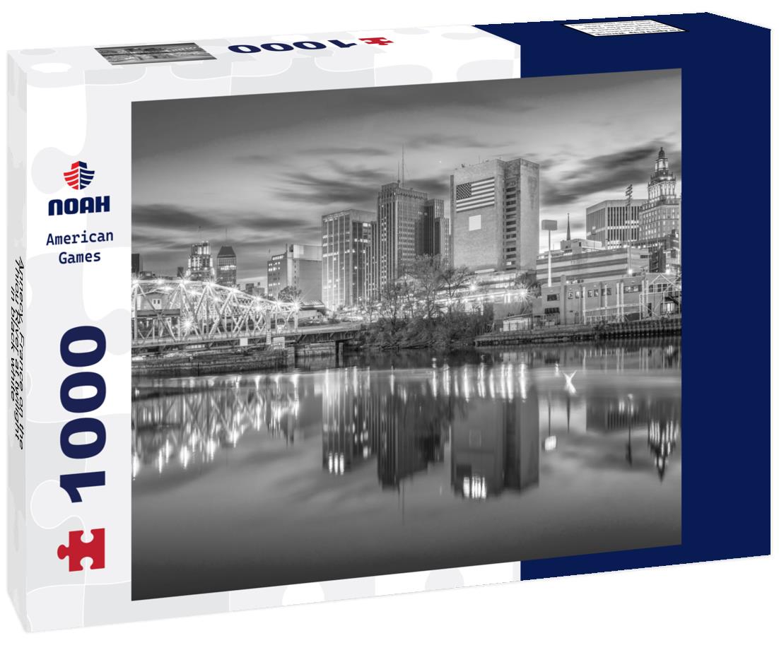 Noah Jigsaw Puzzle Annecy, France on the Thiou River at twilight in black white 1000 pieces
