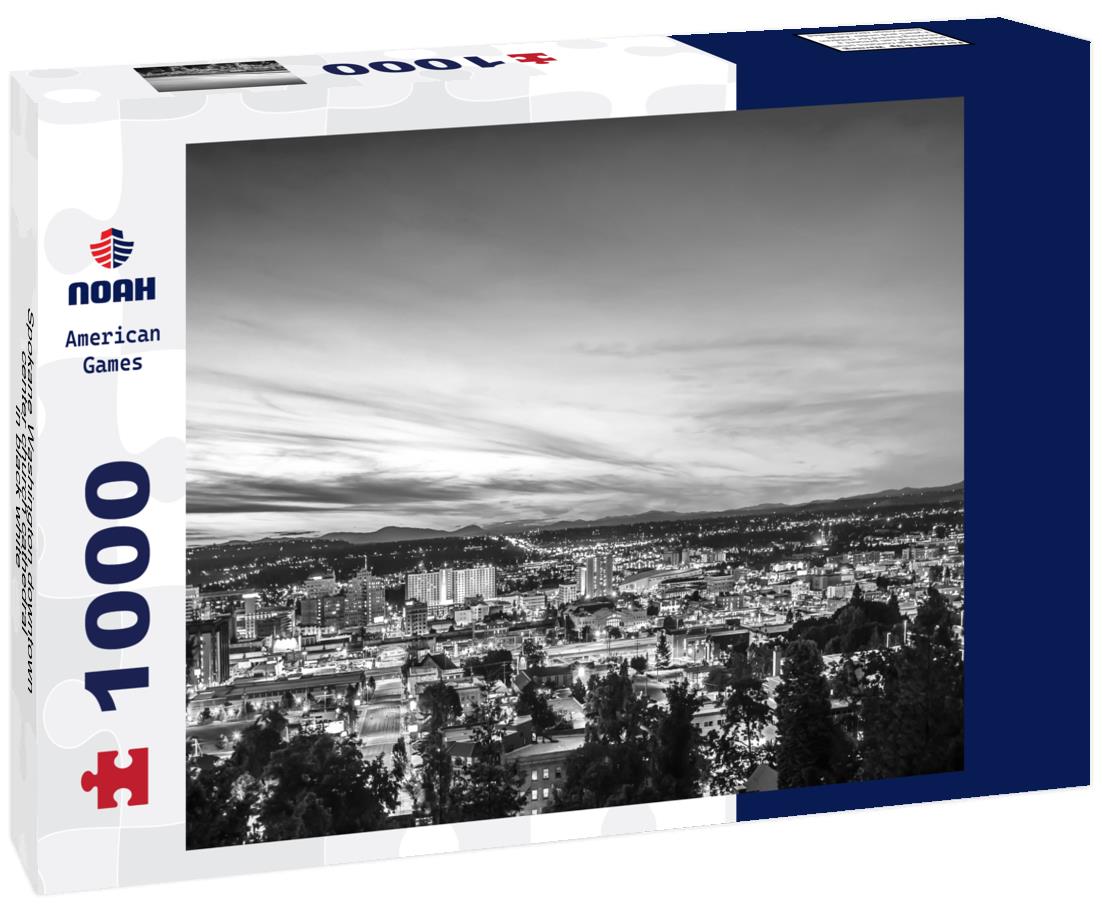 Noah Jigsaw Puzzle Spokane Washington downtown center church cathedral in black white 1000 pieces