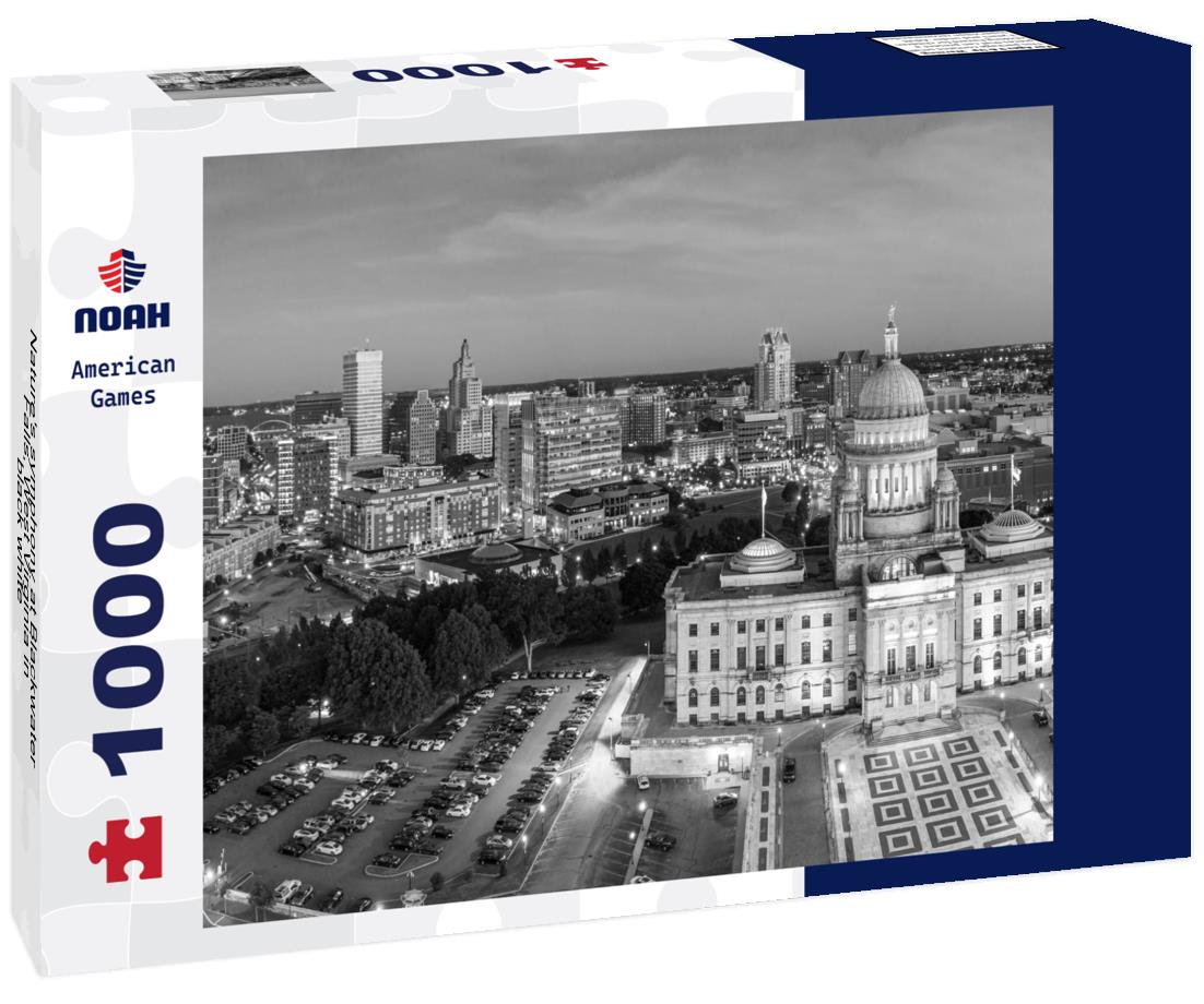 Noah Jigsaw Puzzle Nature's symphony at Blackwater Falls, West Virginia in black white 1000 pieces