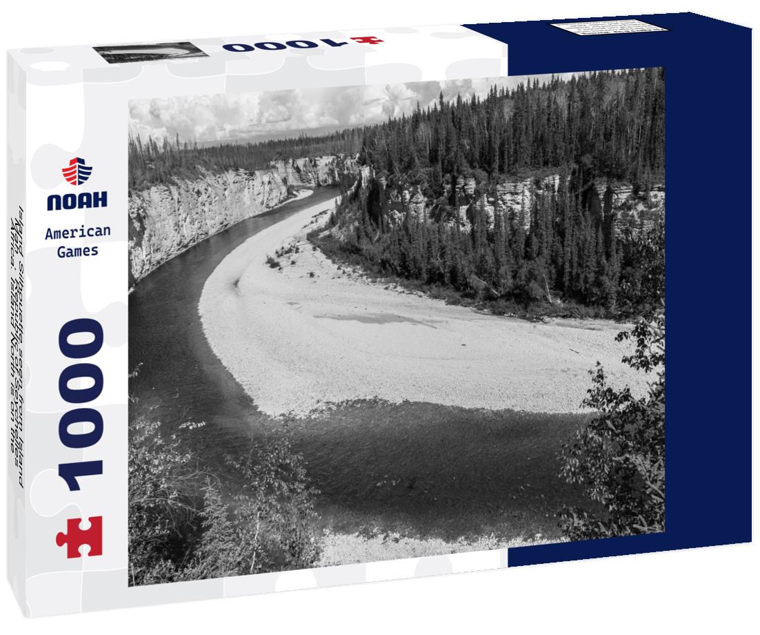 Noah Jigsaw Puzzle Island Silhouette seen from Island Mahé, Republic of Seychelles, Africa. Island North is on the right in black white 1000 pieces