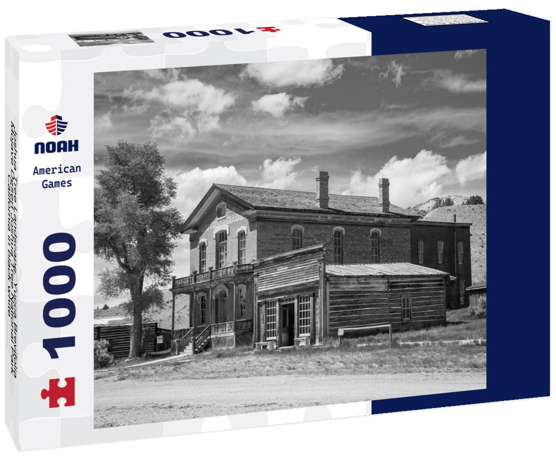 Noah Jigsaw Puzzle Joshua Tree Landscape, Yucca Brevifolia Mojave Desert Joshua Tree National Park California in black white 1000 pieces