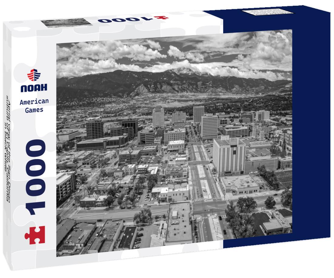 Noah Jigsaw Puzzle Aerial view of the San Diego suburb of El Cajon, California in black white 1000 pieces