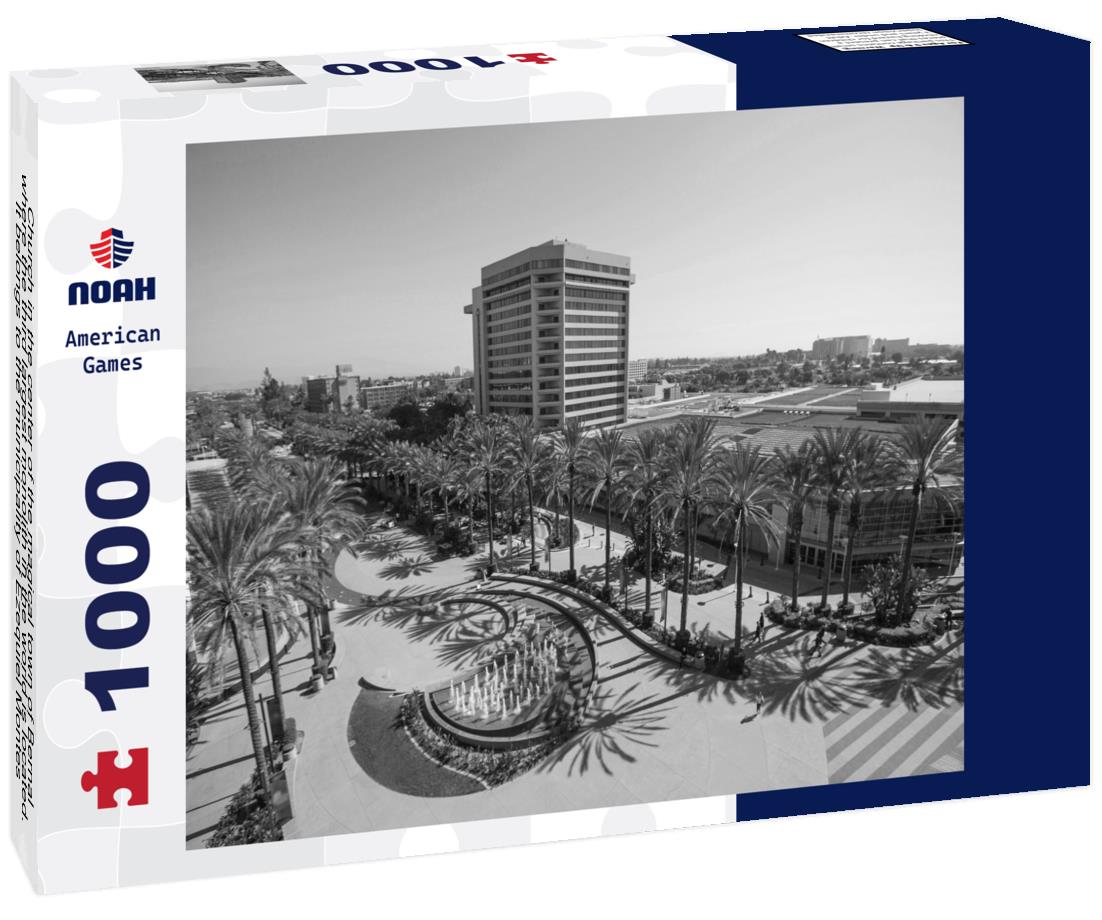 Noah Jigsaw Puzzle Church in the center of the magical town of Bernal, where the third largest monolith in the world is located. It belongs to the municipality of Ezequiel Montes, in the state of Queretaro, Mexico in black white 1000 pieces