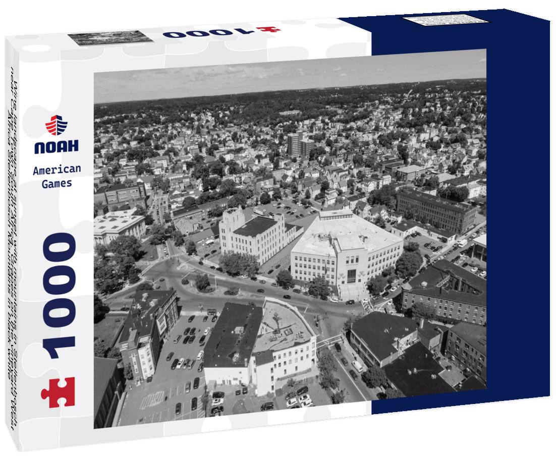 Noah Jigsaw Puzzle Wine landscape at sunset with mountains in Stellenbosch near Cape Town South Africa. Grapes on the vineyard West Africa Stellenbosch Mountains in black white 1000 pieces