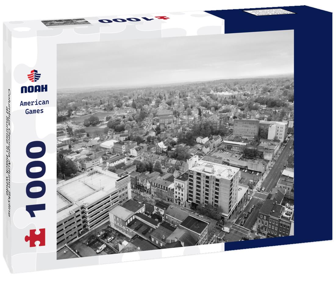 Noah Jigsaw Puzzle Columbus Georgia Autumn Skyline at Sunrise in black white 1000 pieces