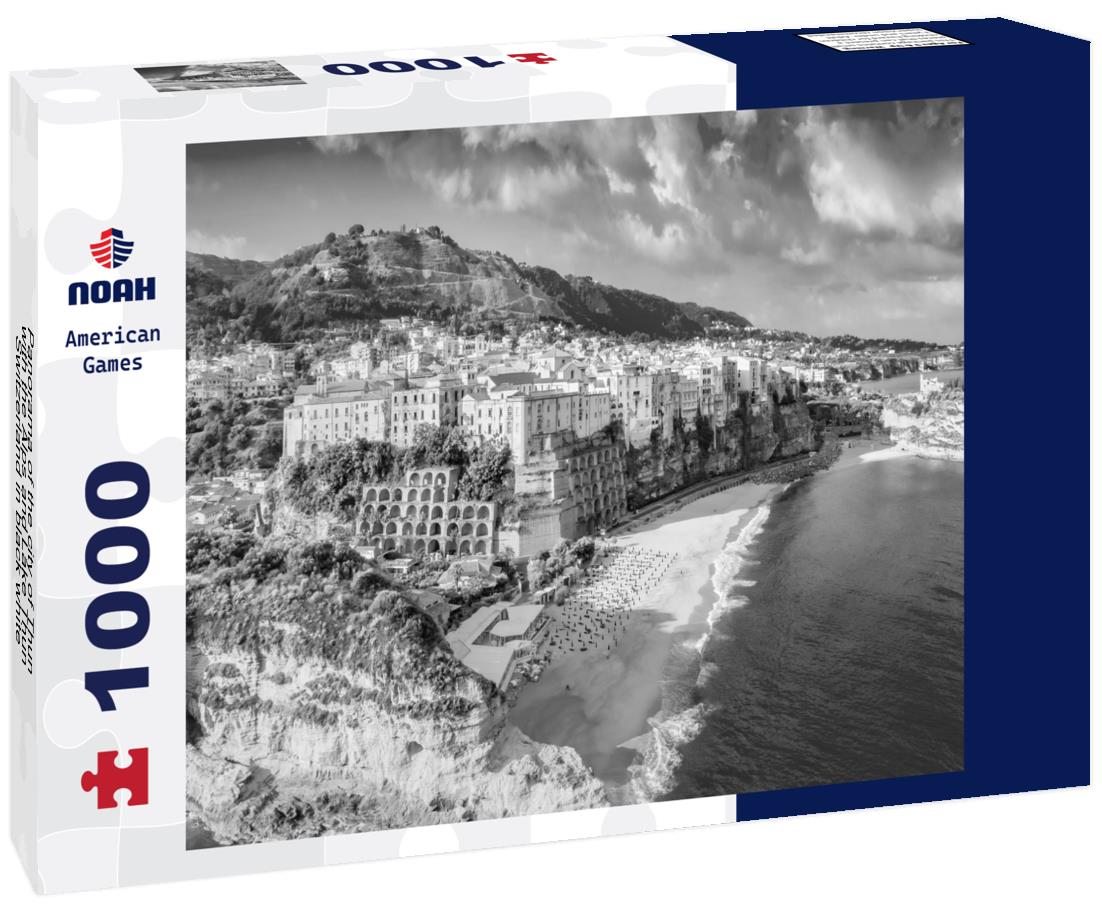 Noah Jigsaw Puzzle Panorama of the city of Thun with the Alps and Lake Thun, Switzerland in black white 1000 pieces