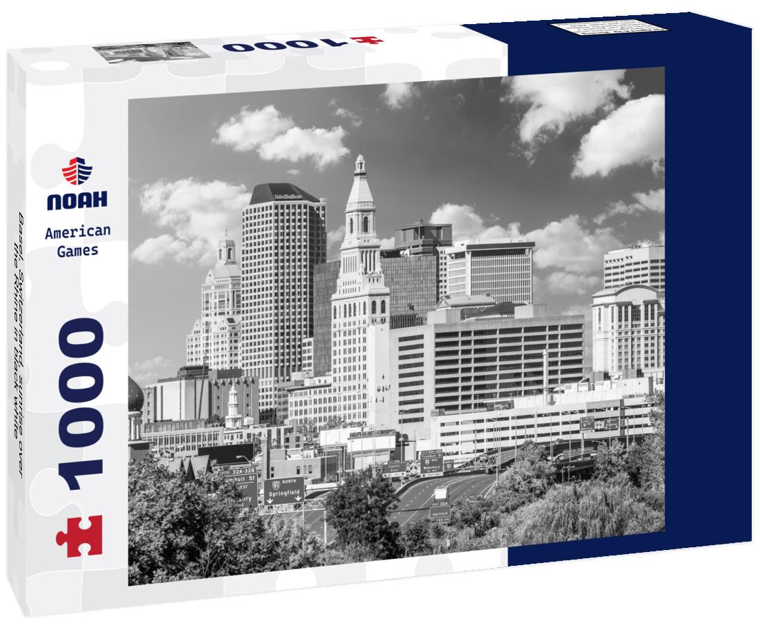 Noah Jigsaw Puzzle Basel, Switzerland, sunrise over the Rhine in black white 1000 pieces