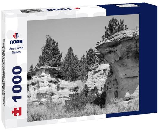 Noah Jigsaw Puzzle Sunrise at Oconoluftee Valley Overlook, Great Smoky Mountains National Park, North Carolina in black white 1000 pieces