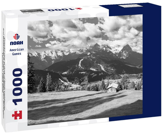 Noah Jigsaw Puzzle Colorful view at dusk of North Lighthouse and Breakwater in Lake Champlain from Burlington, Vermont in black white 1000 pieces