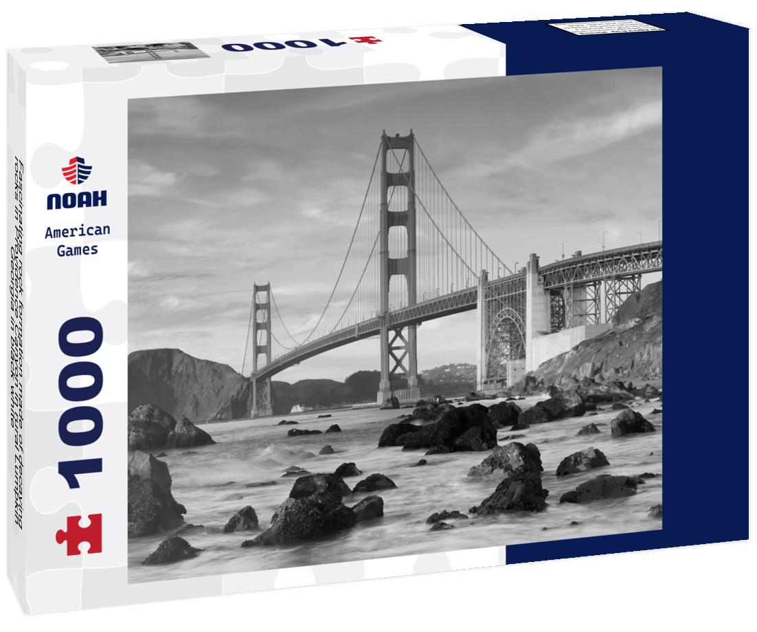 Noah Jigsaw Puzzle Fascinating rock formation made of decaying rocks in Providence Canyon in rural Lumpkin, Georgia in black white 1000 pieces